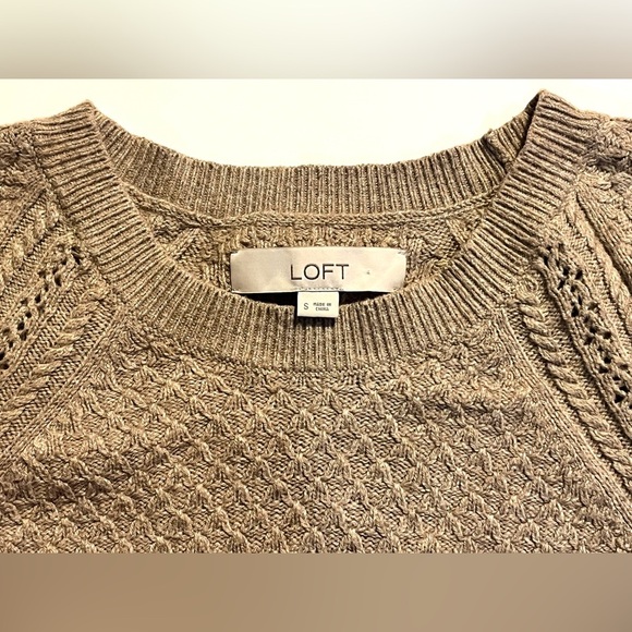 LOFT Ann Taylor Cozy Tan Knit Sweater Long Sleeve Women’s Size Small - Picture 9 of 16